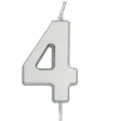 swieczka na tort cyfra 4 srebrna folat 8 cm