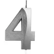 swieczka na tort cyfra 4 srebrna jix 12 cm