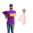 swieczka na tort cyfra 4 w koronie rozowa jasna partydeco 9 5 cm