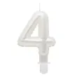 swieczka na tort cyfra 4 wypustki biala perlowa godan 7 cm
