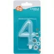 swieczka na tort cyfra 4 wypustki niebieska jasna perlowa godan 7 cm