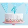 swieczka na tort cyfra 4 wypustki niebieska jasna perlowa godan 7 cm