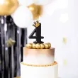 swieczka na tort cyfra 4 zlota korona czarny partypal 8 8 cm