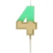 swieczka na tort cyfra 4 zloto zielona folat 5 cm