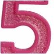 swieczka na tort cyfra 5 brokat rozowa guirca 4 cm