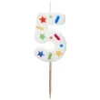 swieczka na tort cyfra 5 konfetti bialy partydeco 10 cm