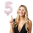 swieczka na tort cyfra 5 rozowy perlowy givi 9 cm