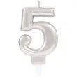 swieczka na tort cyfra 5 srebrny amscan 9 3 cm