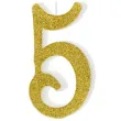 swieczka na tort cyfra 5 zlota partydeco 1 szt