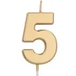 swieczka na tort cyfra 5 zloty folat 8 cm