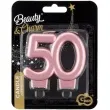 swieczka na tort cyfra 50 beauty and charm rozowo zlota godan 8 cm