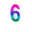 swieczka na tort cyfra 6 blyszczaca teczowy partypal 5 cm