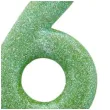 swieczka na tort cyfra 6 brokatowa zielona amscan
