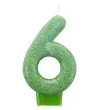 swieczka na tort cyfra 6 brokatowa zielona amscan