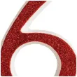 swieczka na tort cyfra 6 czerwona brokatowa dekora