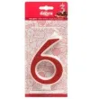 swieczka na tort cyfra 6 czerwona brokatowa dekora