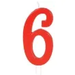 swieczka na tort cyfra 6 czerwona guirca 12 cm