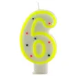 swieczka na tort cyfra 6 kropki zolta tamipol 7 5 cm