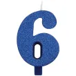 swieczka na tort cyfra 6 niebieska brokatowa givi 9 5 cm