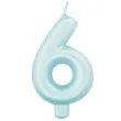 swieczka na tort cyfra 6 niebieski perlowy givi 9 cm