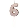 swieczka na tort cyfra 6 rose gold partydeco 9 cm