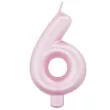 swieczka na tort cyfra 6 rozowy perlowy givi 9 cm