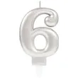 swieczka na tort cyfra 6 srebrny amscan 9 3 cm
