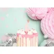swieczka na tort cyfra 6 w koronie rozowa jasna partydeco 9 5 cm