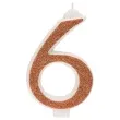swieczka na tort cyfra 6 zlota brokatowa dekora