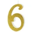 swieczka na tort cyfra 6 zlota partydeco 1 szt