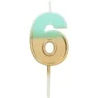 swieczka na tort cyfra 6 zloto niebieska folat 5 cm