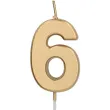 swieczka na tort cyfra 6 zloty folat 8 cm