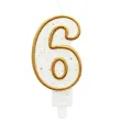 swieczka na tort cyfra 6 zloty kontur godan 9 cm
