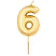 swieczka na tort cyfra 6 zloty metalik givi 8 cm