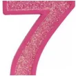 swieczka na tort cyfra 7 brokat rozowa guirca 4 cm