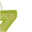 swieczka na tort cyfra 7 brokat zielona guirca 4 cm