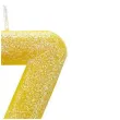 swieczka na tort cyfra 7 brokatowa zolta amscan