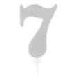 swieczka na tort cyfra 7 srebrna brokatowa givi 15 5 cm