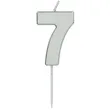 swieczka na tort cyfra 7 srebrna folat 8 cm