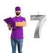 swieczka na tort cyfra 7 srebrna jix 12 cm