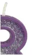 swieczka na tort cyfra 8 brokat fioletowa guirca 4 cm