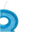 swieczka na tort cyfra 8 brokat niebieska guirca 4 cm