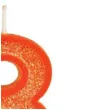 swieczka na tort cyfra 8 brokat pomaranczowa guirca 4 cm