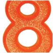 swieczka na tort cyfra 8 brokat pomaranczowa guirca 4 cm