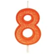 swieczka na tort cyfra 8 brokat pomaranczowa guirca 4 cm