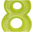 swieczka na tort cyfra 8 brokat zielona guirca 4 cm