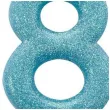swieczka na tort cyfra 8 brokatowa turkusowa amscan