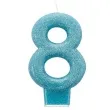 swieczka na tort cyfra 8 brokatowa turkusowa amscan