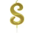 swieczka na tort cyfra 8 brokatowa zlota jix 12 cm