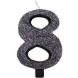 swieczka na tort cyfra 8 czarna brokatowa givi 9 5 cm